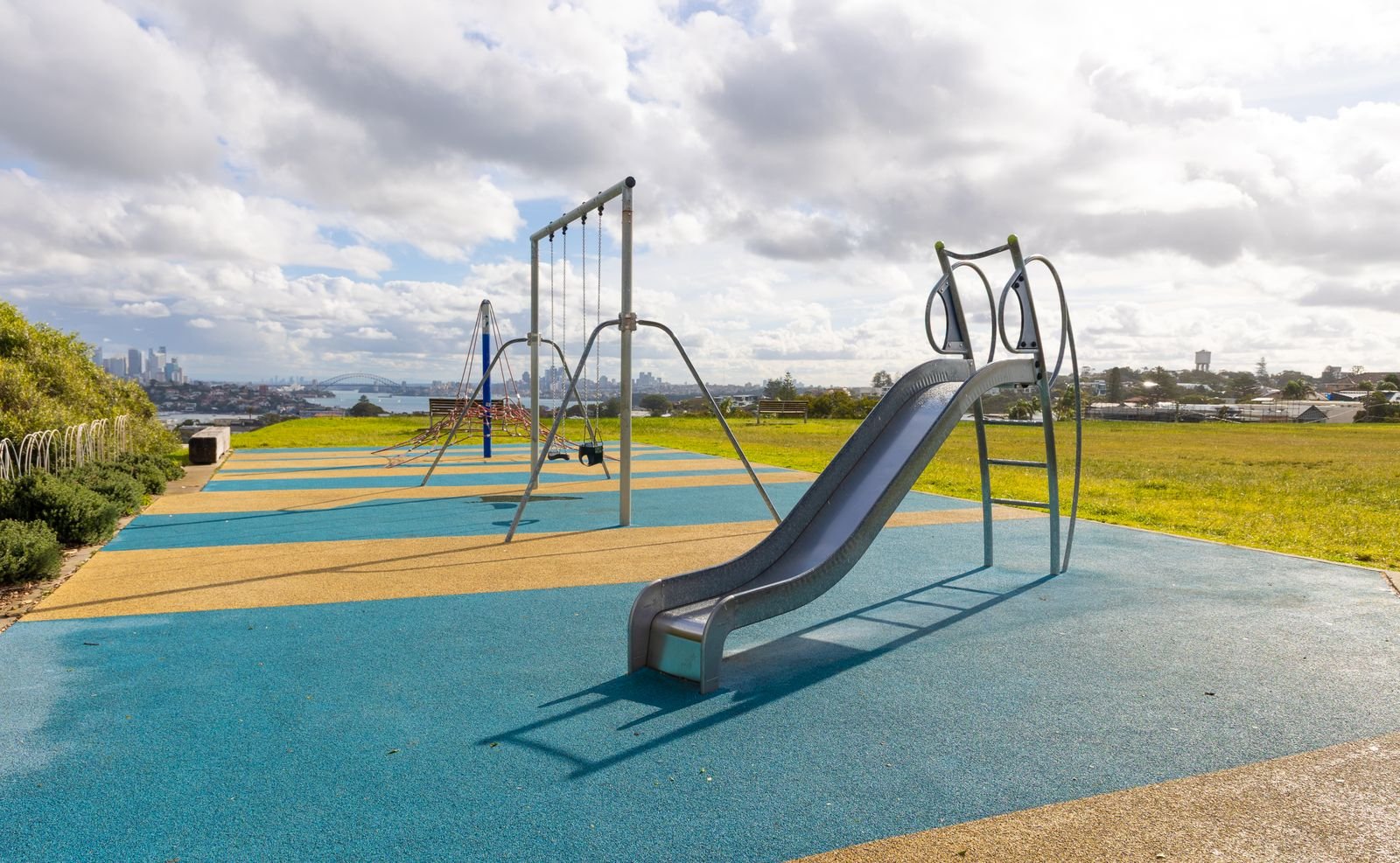 Outdoor furniture and shade structures for recreation areas