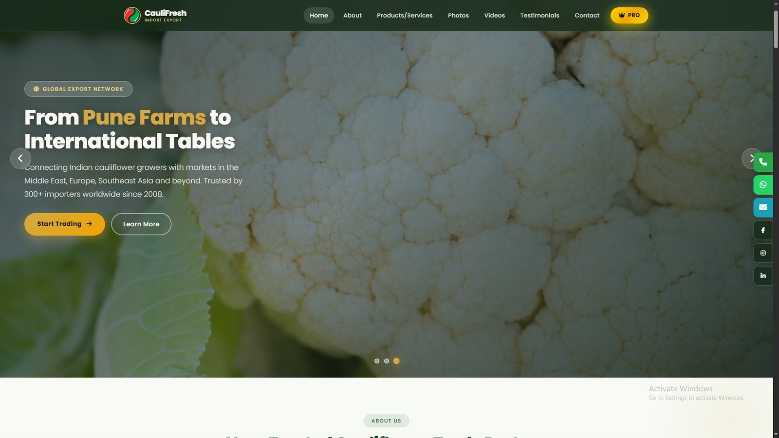 Cauliflower Import Export