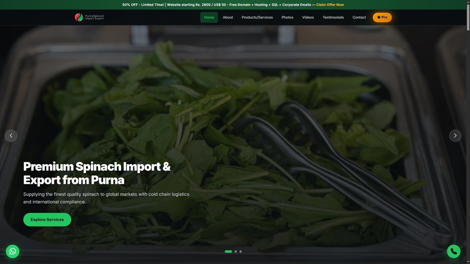 Spinach Import Export