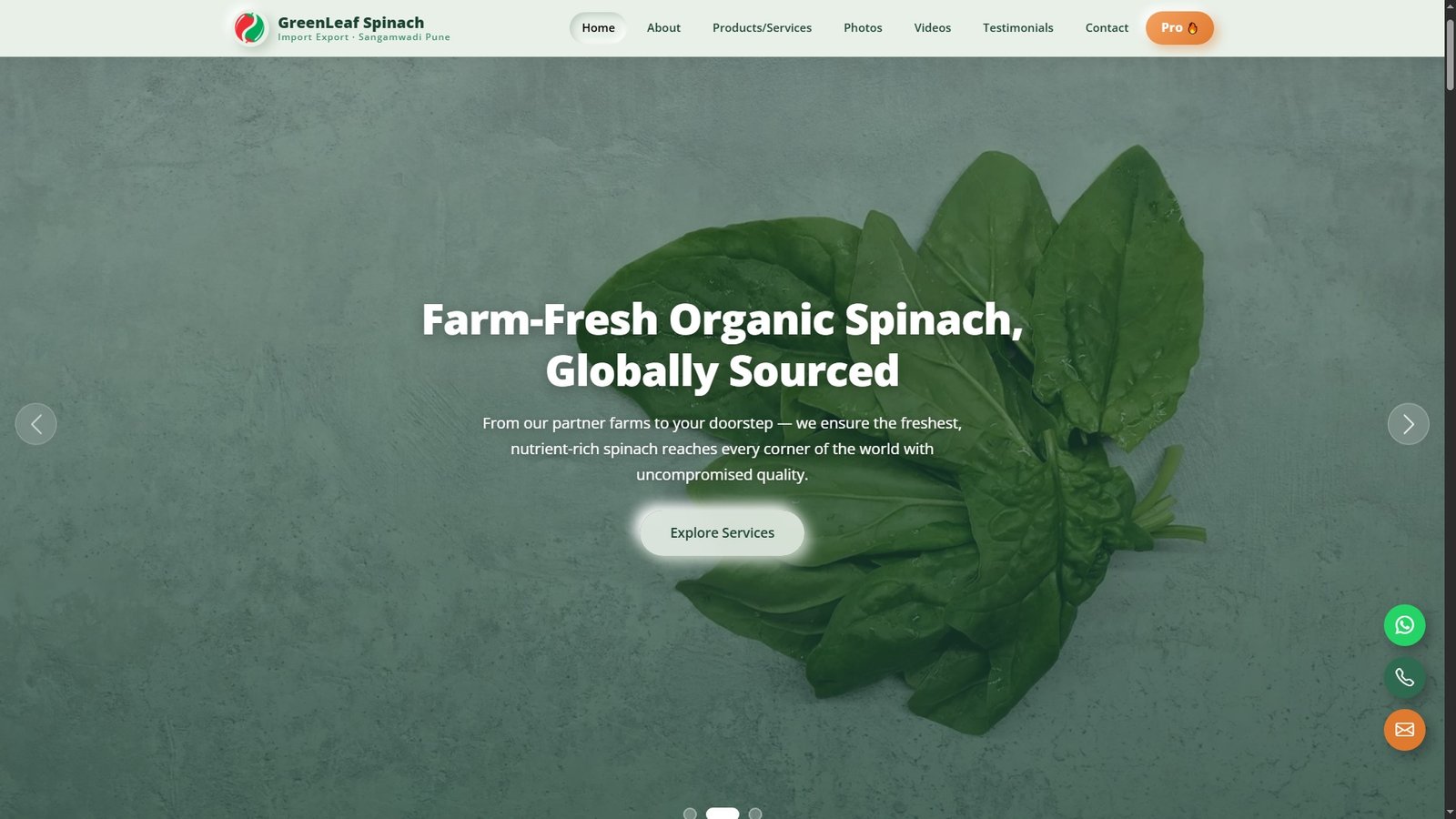 Spinach Import Export